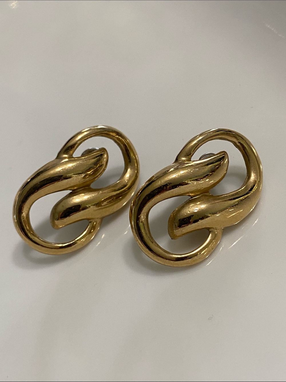 VTG Polished Gold-Tone Sculptural Earrings